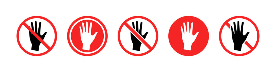 No touching sign set icons. Flat style. Vector icons.