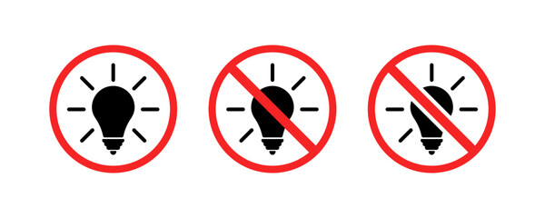 No light sign set icons. Flat and silhouette style. Vector icons.