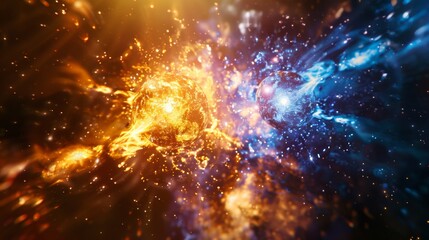 Naklejka premium Explosive Cosmic Radiance Illuminating the Boundless Universe