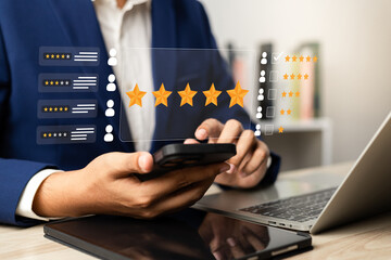 Online customer satisfaction Survey service concept, client rate service from experience in...
