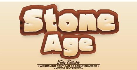 Cartoon Stone Age Vector Editable Text Effect Template