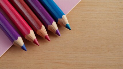Obraz premium Close up of colorful sharpened pencils in diagonal arrangement