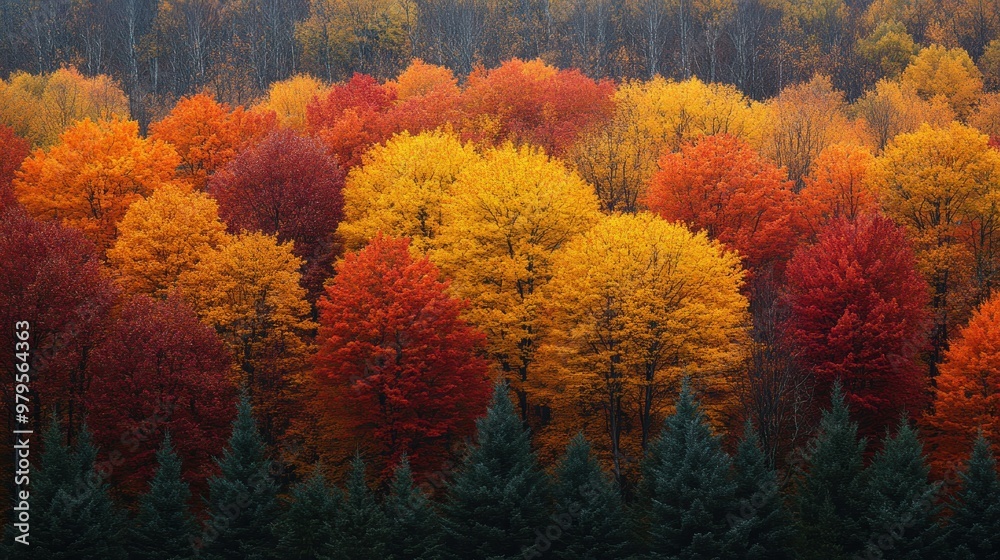 Wall mural autumnal forest landscape