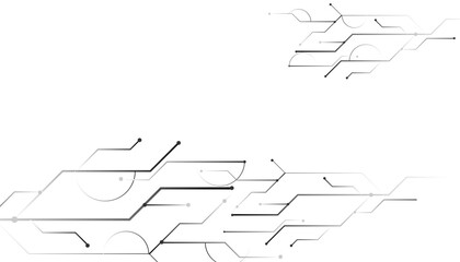 Vectors Technology black and white circuit diagram. High-tech connection system on a white background