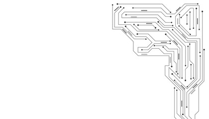 Circuit Board Technology Information Pattern Concept Vector Background, High-tech connection system on a white background.