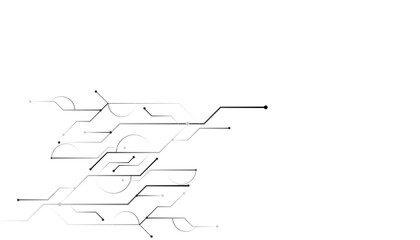 Vectors Technology black and white circuit diagram. High-tech connection system on a white background
