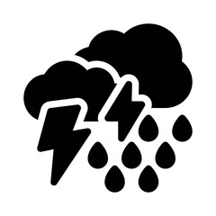 thunderstorm glyph icon