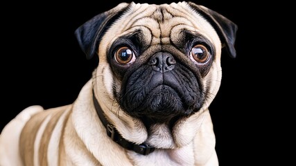 Obraz premium Closeup of a pug's face with unique wrinkles