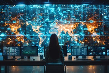 A business team brainstorming in a digital twin of their office, allowing for virtual and physical