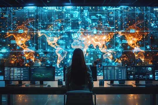 A business team brainstorming in a digital twin of their office, allowing for virtual and physical