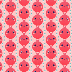 Fototapeta premium Cute Pomegranate Pattern with Droplets