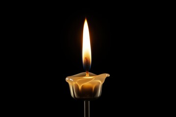 Fototapeta premium Candle flame fire black background.