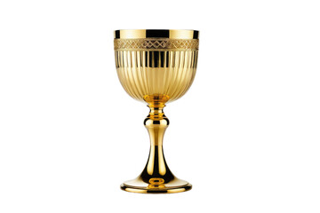 Golden goblet, full body, centered isolation, pure white background, high gloss reflection, studio lighting, minimal shadow, elegant silhouette, high-resolution stock photo