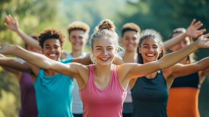 Fit teens unite for exercise and camaraderie at camp.