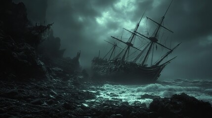 Obraz premium .Horror halloween haunted house in creepy night forest. 