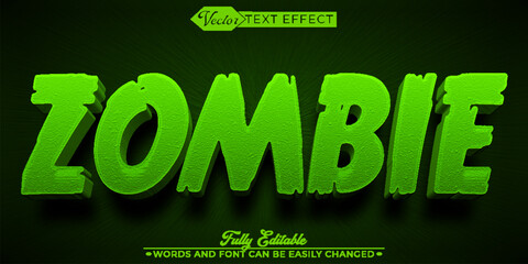 Cartoon Green Zombie Vector Editable Text Effect Template