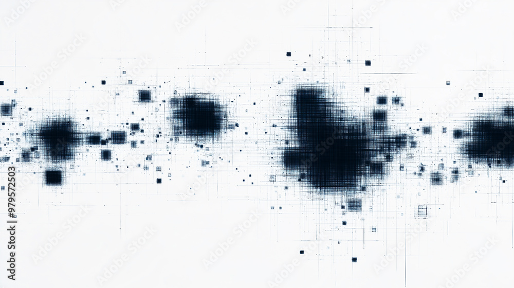 Canvas Prints a blue and white background with a lot of hexagons and dots
