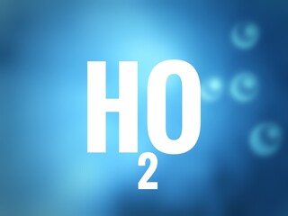 background with text, water H2O word on blue water gradient background, chemical formula 