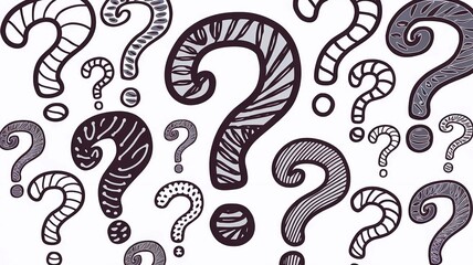 Obraz premium Set of doodle hand drawn vector question marks.
