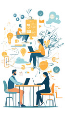 people working on laptop, Business portrait vector