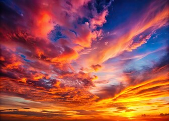 Obraz premium Vibrant orange, pink, and purple hues merge in a breathtaking sunset gradient, with soft clouds drifting across a serene sky as day yields to tranquil twilight.