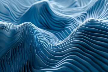 3d render of blue wave mountains shape dark background