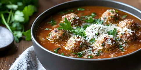 Meatball Soup with Parsley and Parmesan