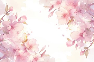 Naklejka premium Delicate Pink Blossoms Watercolor Illustration