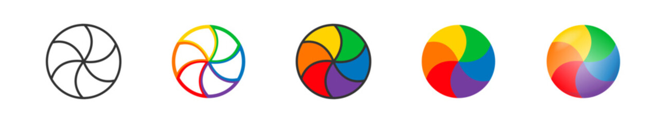 Color wheel circle set icon. Design floral patterns and palette. Vector isolated