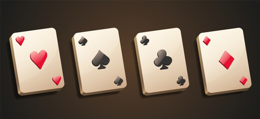 Cards. 3d cartoon cards isolated on a dark background. Vector clipart.