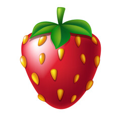Strawberry. Vector 3D clipart isolated on white background.