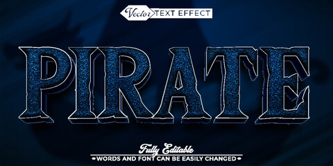 Dark Blue Pirate Vector Editable Text Effect Template