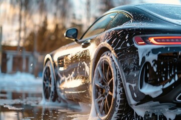 Car wash vehicle wheel tire.