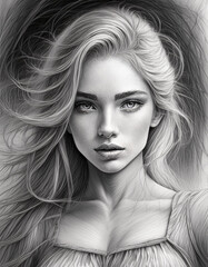 Fototapeta premium Woman Portrait Pencil art work