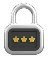 3D security icon. Secure password. 3D illustration.