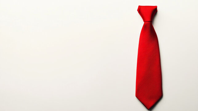 A red tie against a plain white backdrop.