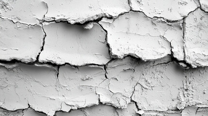 Fototapeta premium Cracked peeling white paint texture on a wall