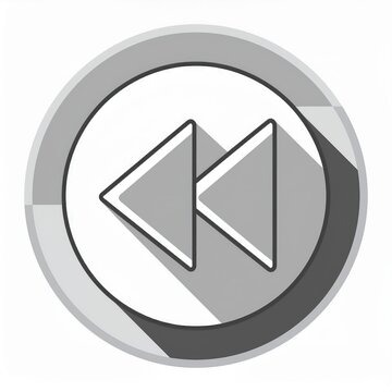 recommend clip art: Minimalist Black and White Rewind Button Icon in Circular Design with Drop Shadow on Clean White Background Vector Logo Icon Png