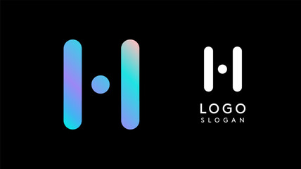 Minimalist geometric letter H, bold rounded icon style, futuristic cyber logotype for digital tech branding, EDM event, modern science and sci-fi technology identity. Vector illustration