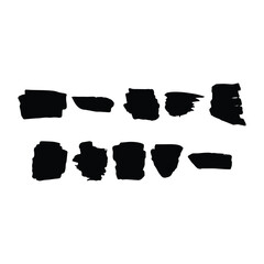 Paint brush strokes elements, freehand artistic water color abstract shape dirty grunge style stroke smear inked lines set design for drawing and background in a vector illustration