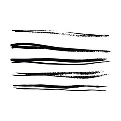 Paint brush strokes elements, freehand artistic water color abstract shape dirty grunge style stroke smear inked lines set design for drawing and background in a vector illustration