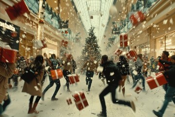 Frantic shoppers chasing Christmas deals, consumerism fueled holiday gift race in stores