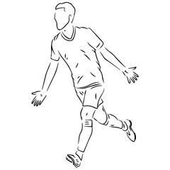 a men football player running and celebrating line art illustration