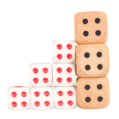 dice level step isolated on white background