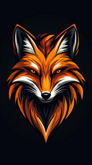 Obraz premium Stylized geometric fox head logo featuring sharp, clean lines and vibrant orange and black colors, exuding fierce and captivating presence