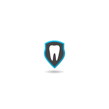recommend clip art: Tooth on shield logo icon with shadow