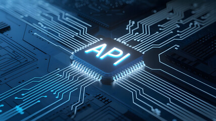 API microchip on circuit board, Application Programming Interface, API integration,