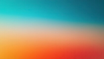 Fototapeta premium Vibrant Horizon. Gradient of Warm Red and Orange Melting Into Cool Blue Skies, Serenity of a Sunset or Sunrise Peaceful Transition Between Day and Night. Noise Backdrop Poster Banner Wallpaper