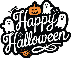 Halloween vector with text Happy Halloween and Halloween elements 