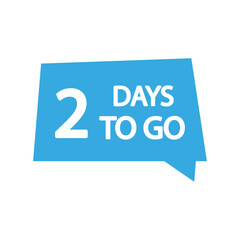 Countdown timer icon. Number two focus. Bold 2 days to go text. Light blue background.